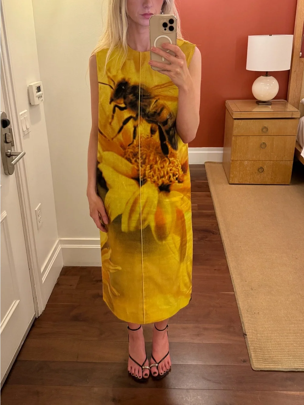 Tory Burch Yellow Bee Organza Print Dress